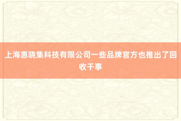 上海惠晓集科技有限公司一些品牌官方也推出了回收干事